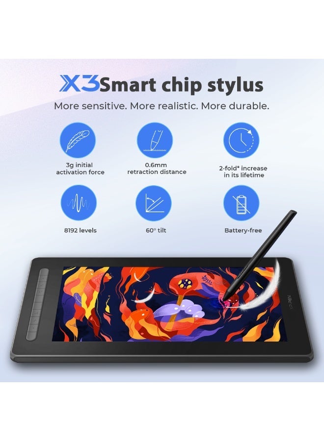 XP-PEN Artist16_2nd 16-inch Drawing Pen Display Graphics Monitor Full-Laminated Technology Drawing Monitor with Tilt Function,X3 Smart Battery-free stylus (Black)(Without Power plug Adaptor) - Image 3